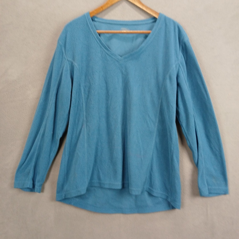 Great Northwest Shirt Womens XL Blue V Neck Long Sleeve Modern Casual Thermal